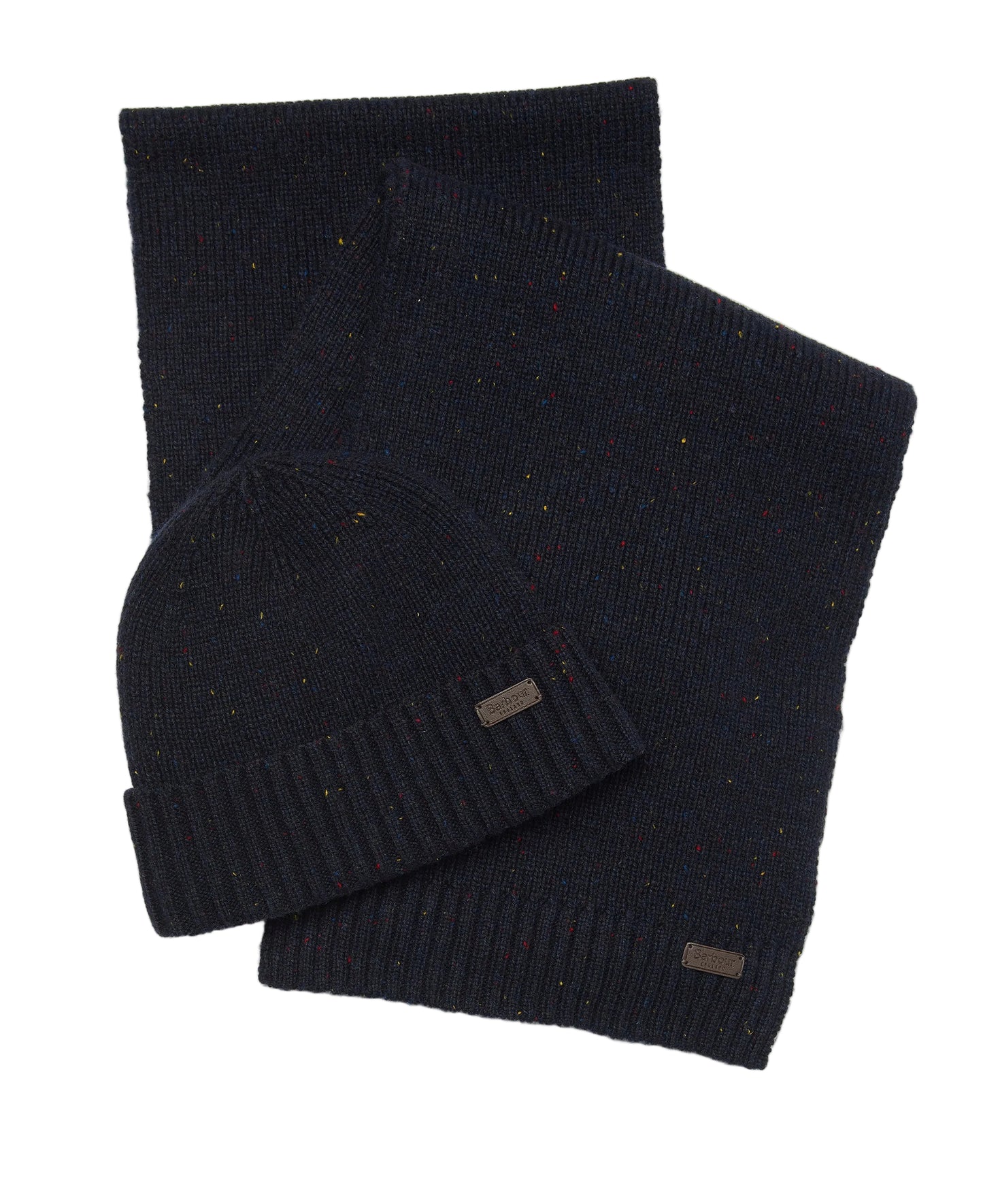 Barbour Mens Carlton Fleck Hat & Scarf MGS0047 In Navy