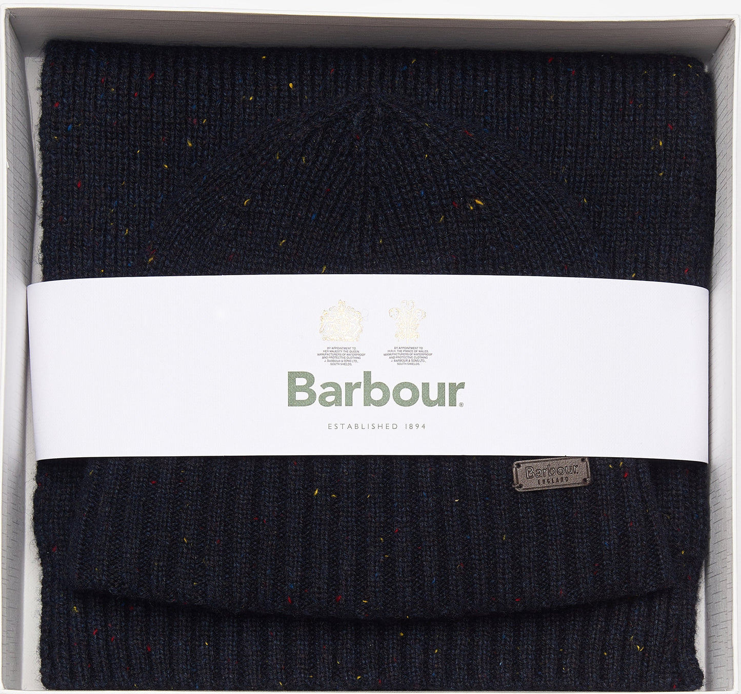 Barbour Mens Carlton Fleck Hat & Scarf MGS0047 In Navy