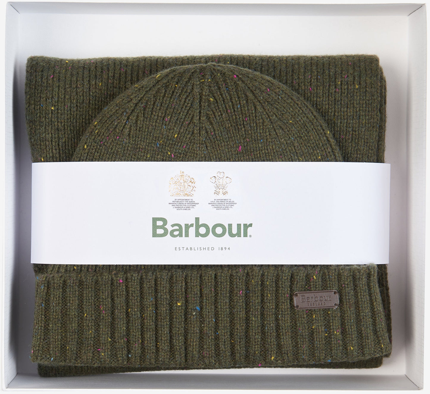 Barbour Mens Carlton Fleck Hat & Scarf MGS0047 In Olive