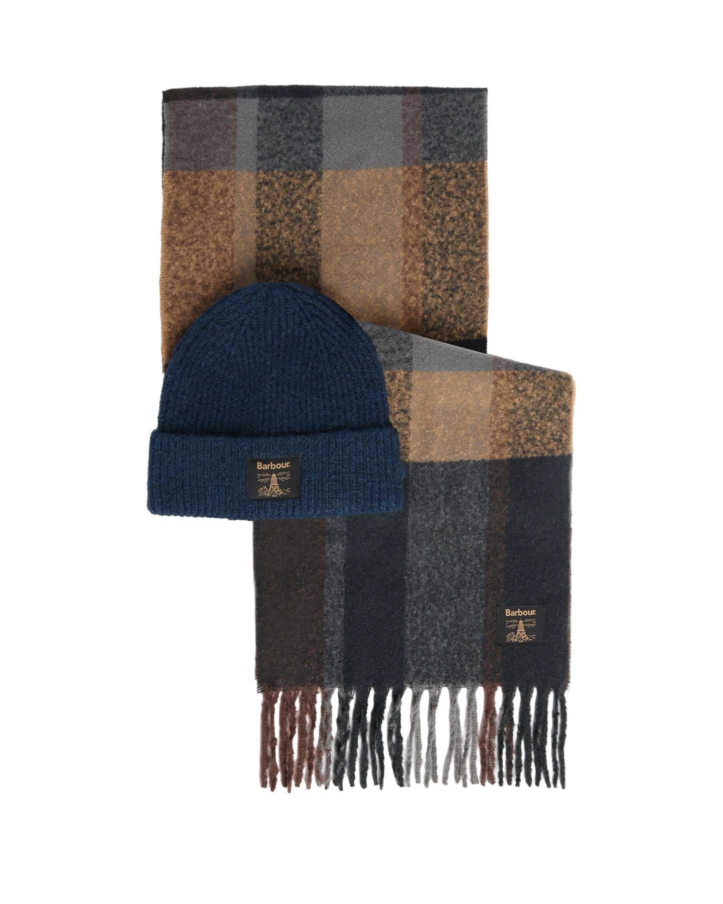 Barbour Mens Westerdale Hat & Scarf MGS0095 In Navy