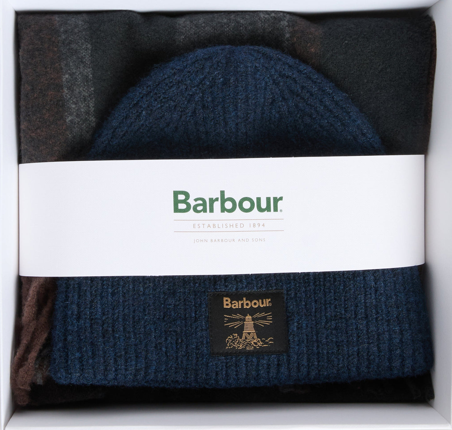 Barbour Mens Westerdale Hat & Scarf MGS0095 In Navy