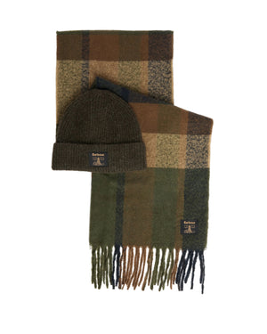 Barbour Mens Westerdale Hat & Scarf MGS0095 In Olive