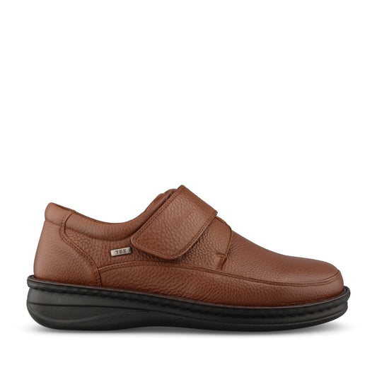 Mens P-3708C Extra Wide Velcro Shoe In Cognac