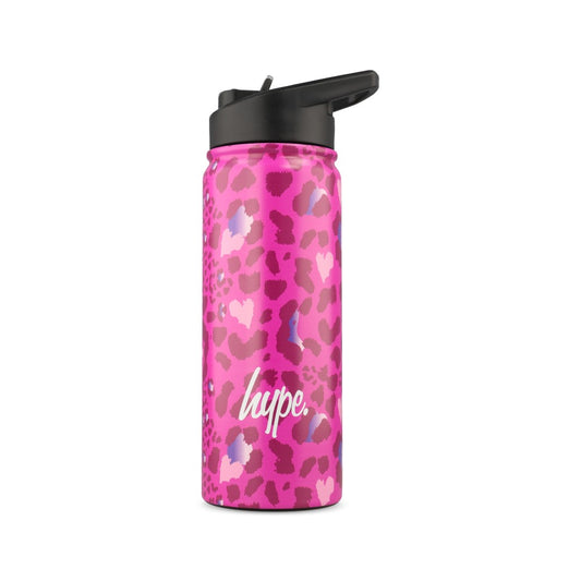 Unisex HY1H135357 Pink Leopard Print Metal Water Bottle