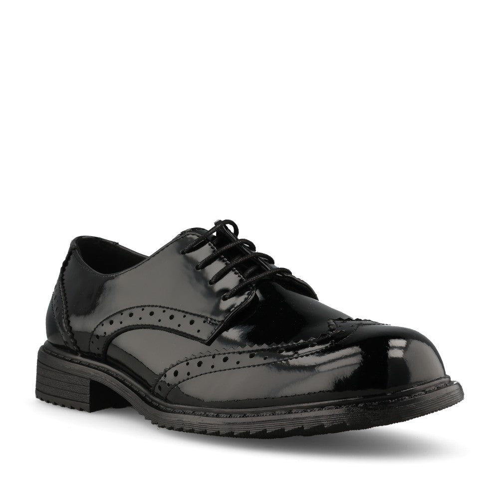 Teds Girls Pomona Laced Brogue in Black Patent