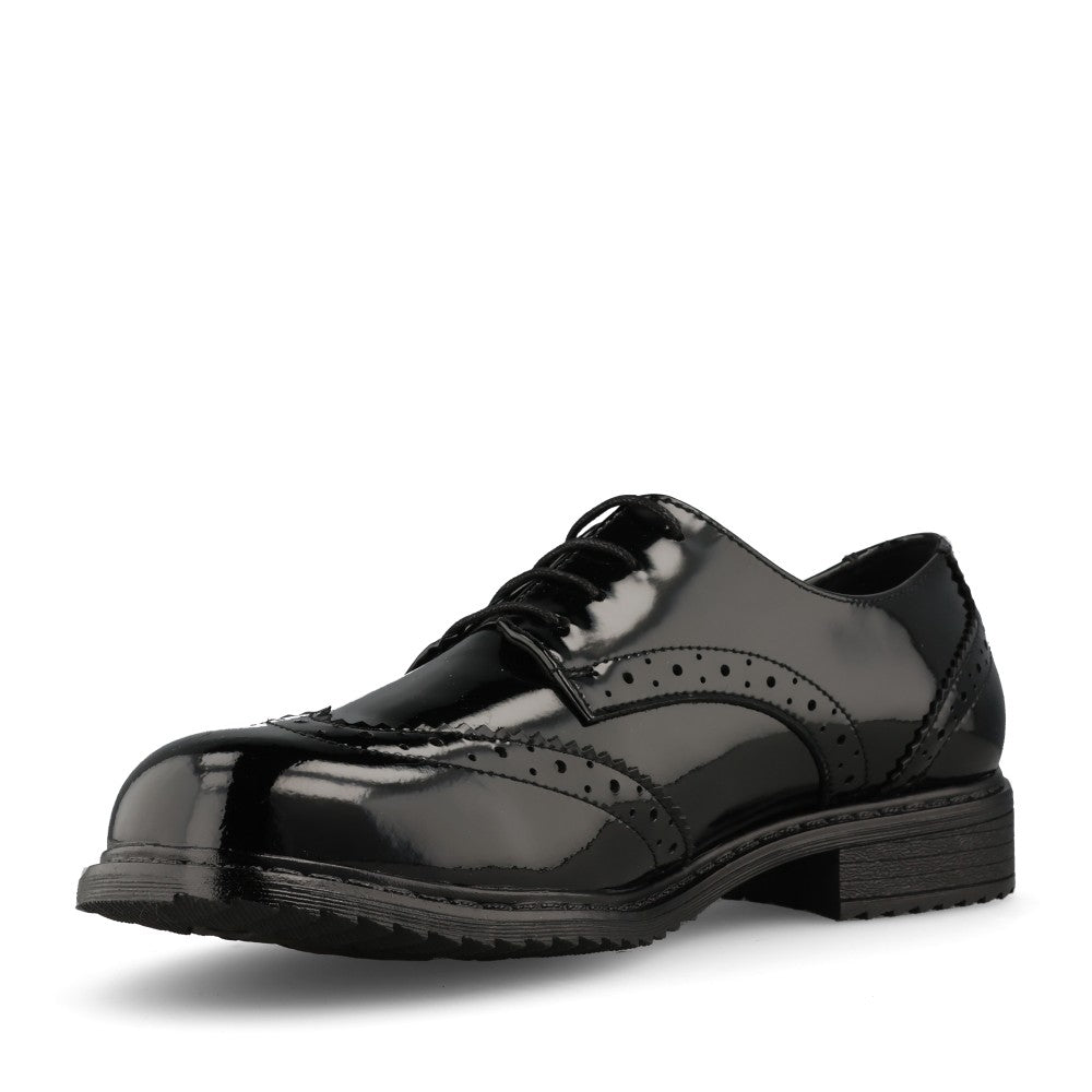 Teds Girls Pomona Laced Brogue in Black Patent