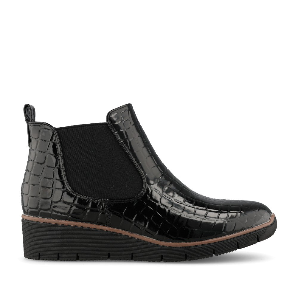 Jo & Joe Ladies Walnut Boot In Black Croc