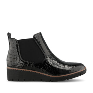 Jo & Joe Ladies Walnut Boot In Black Croc
