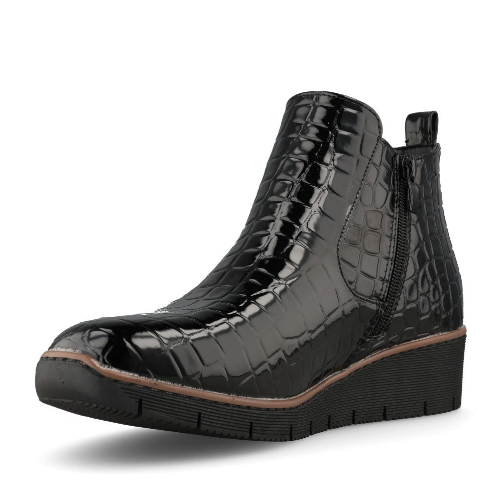 Jo & Joe Ladies Walnut Boot In Black Croc
