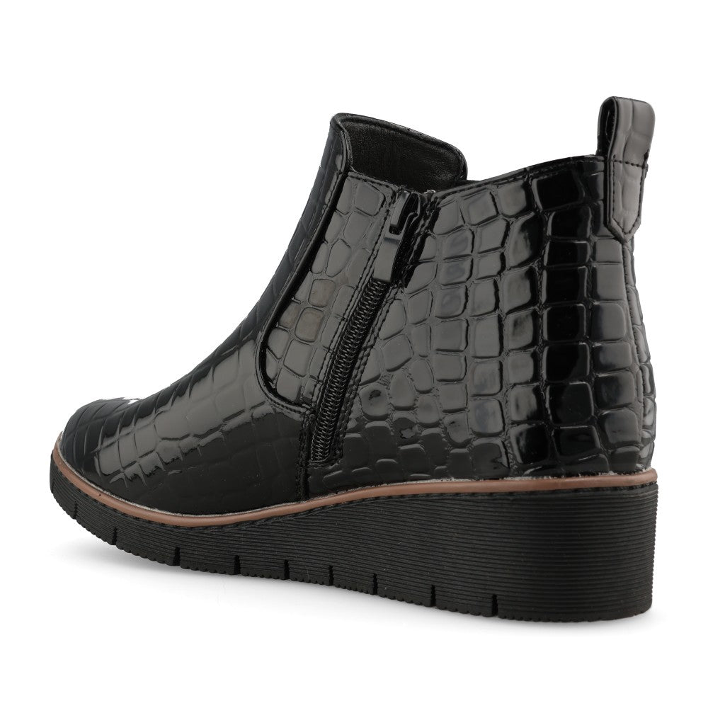 Jo & Joe Ladies Walnut Boot In Black Croc