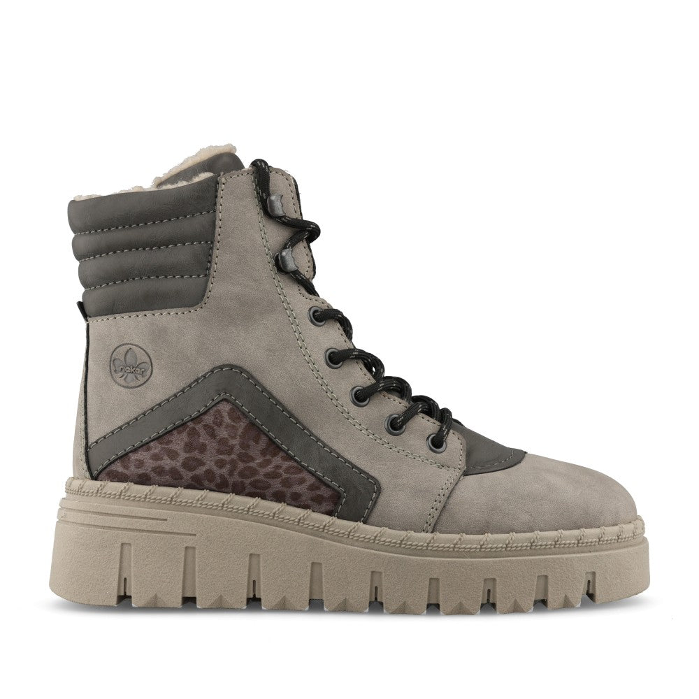 Rieker Ladies Z8904 Lace Boot In Grey
