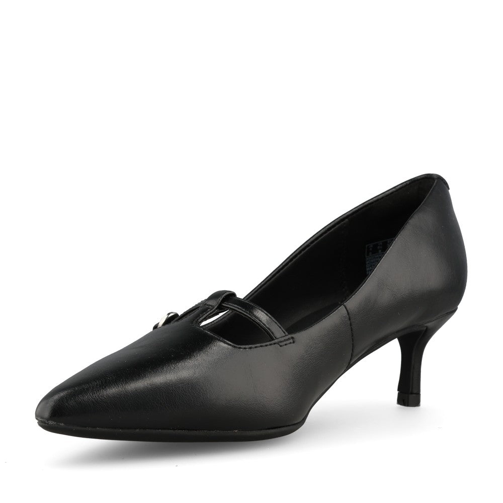 Clarks Ladies Zarey Jane Coated Leather D-fit Shoe In Black