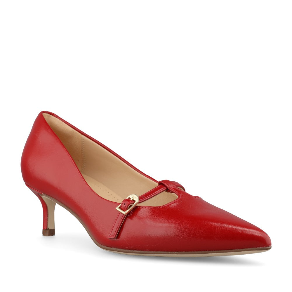 Clarks Ladies Zarey Jane Coated Leather D-fit Shoe In Red