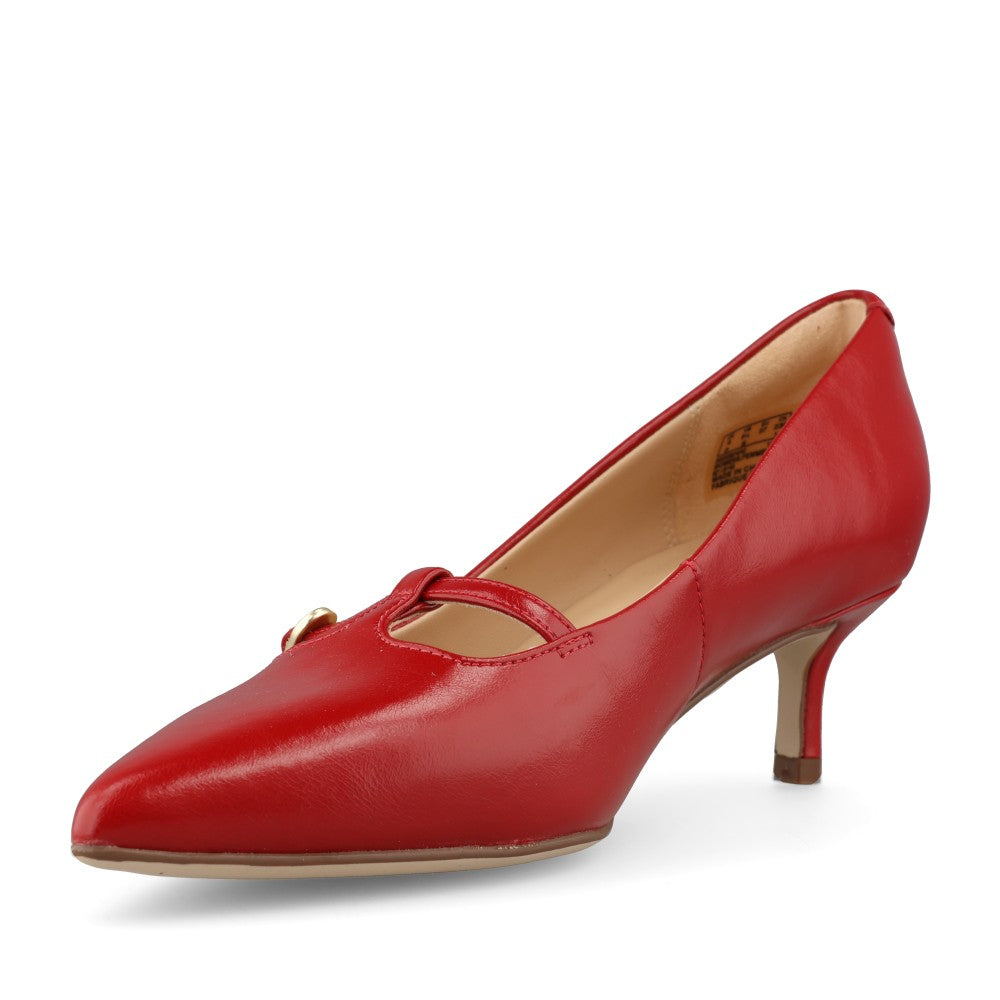 Clarks Ladies Zarey Jane Coated Leather D-fit Shoe In Red