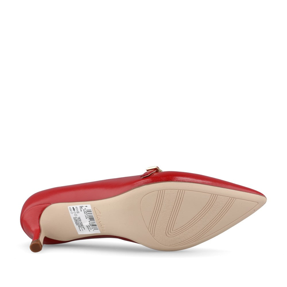 Clarks Ladies Zarey Jane Coated Leather D-fit Shoe In Red