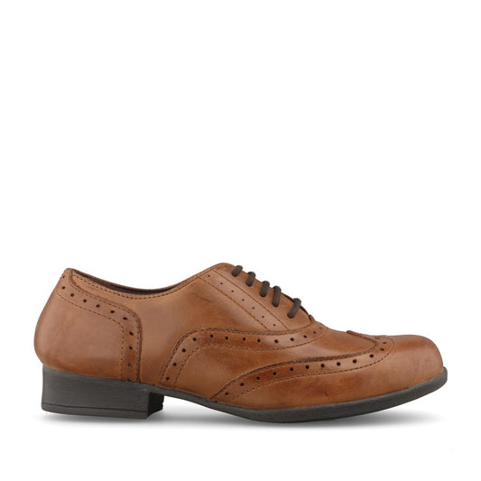 Girls Bella Leather Laced Brogue In Tan