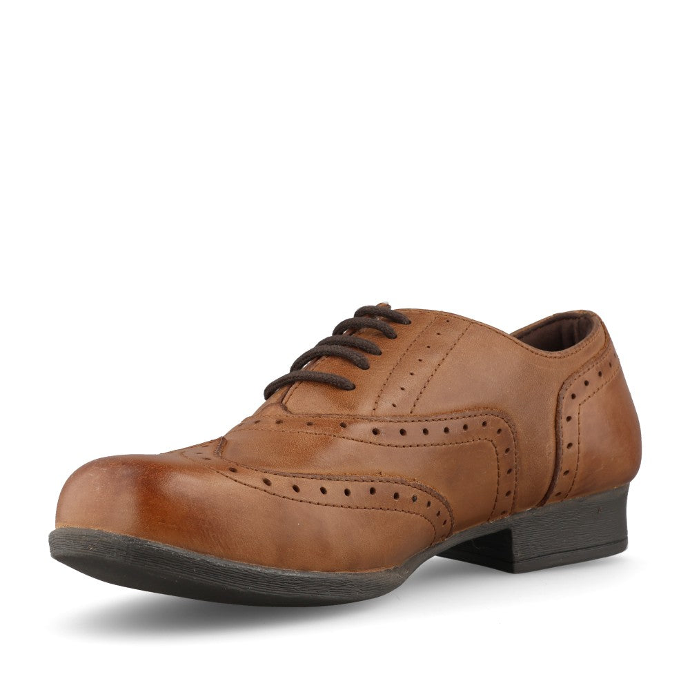 Girls Bella Leather Laced Brogue In Tan