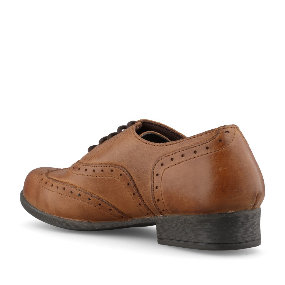 Girls Bella Leather Laced Brogue In Tan