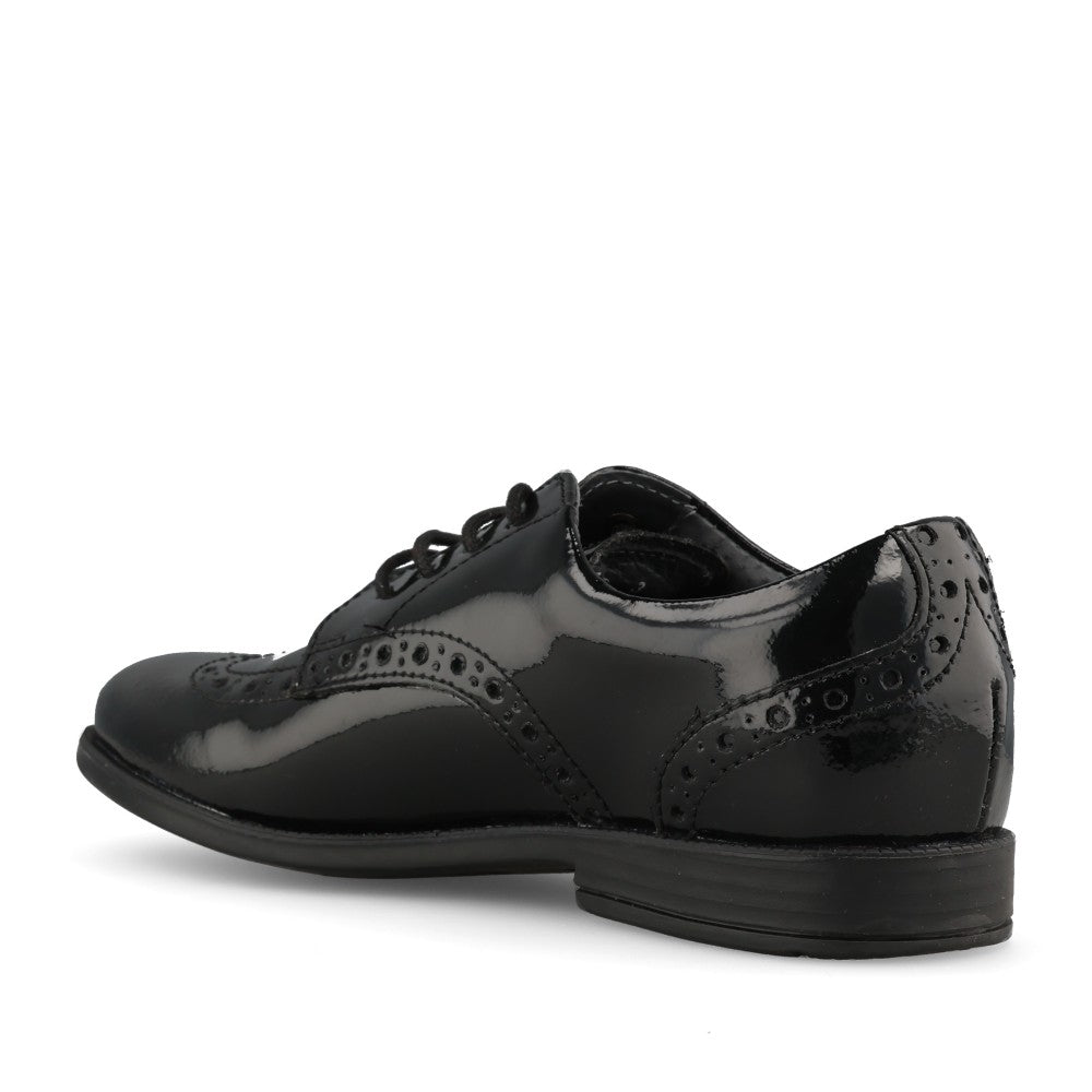 Start Rite Girls Brogue Pri F-FIT Patent Laced Brogue Shoe in Black
