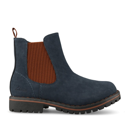 Clarks Boys Cliffchelseak Navy G-Fit Boot