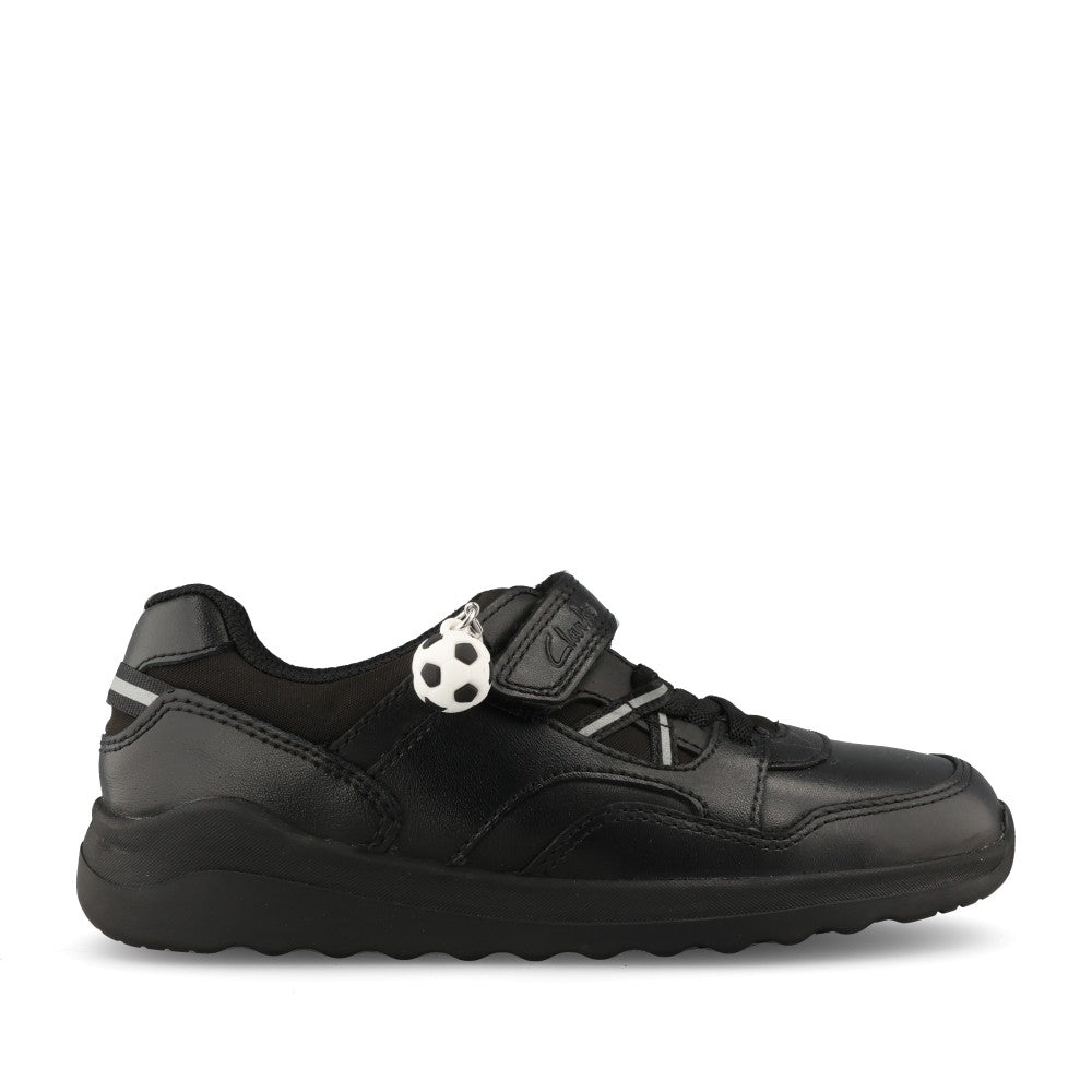 Clarks Boys Daze Kick K G-FIT Velcro in Black Leather