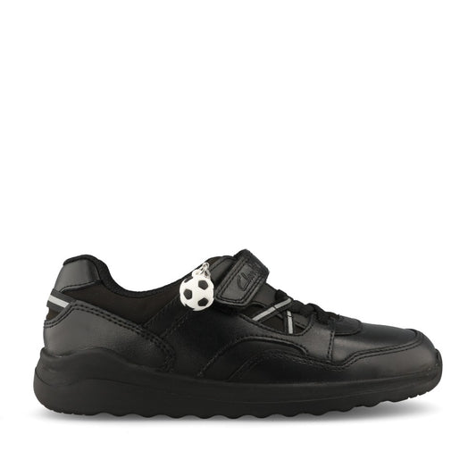 Clarks Boys Daze Kick K G-FIT Velcro in Black Leather