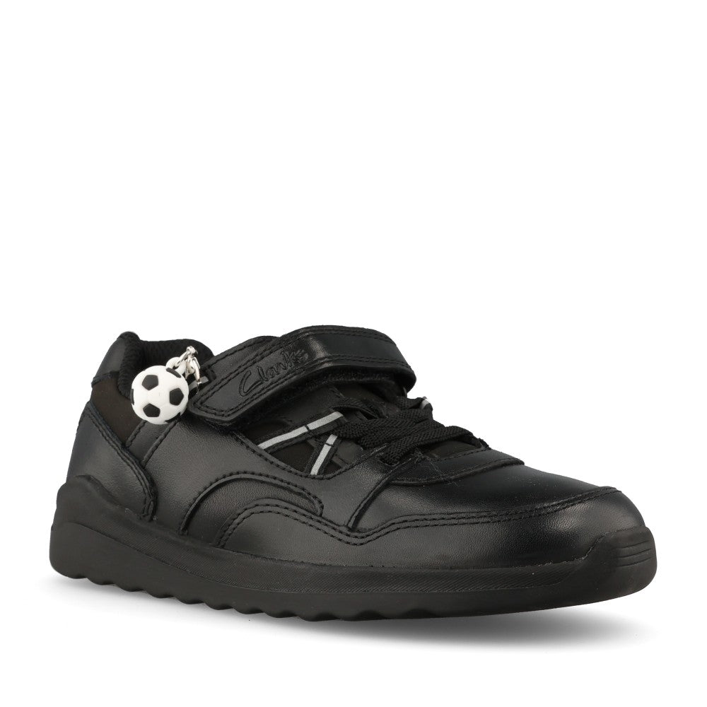 Clarks Boys Daze Kick K G-FIT Velcro in Black Leather