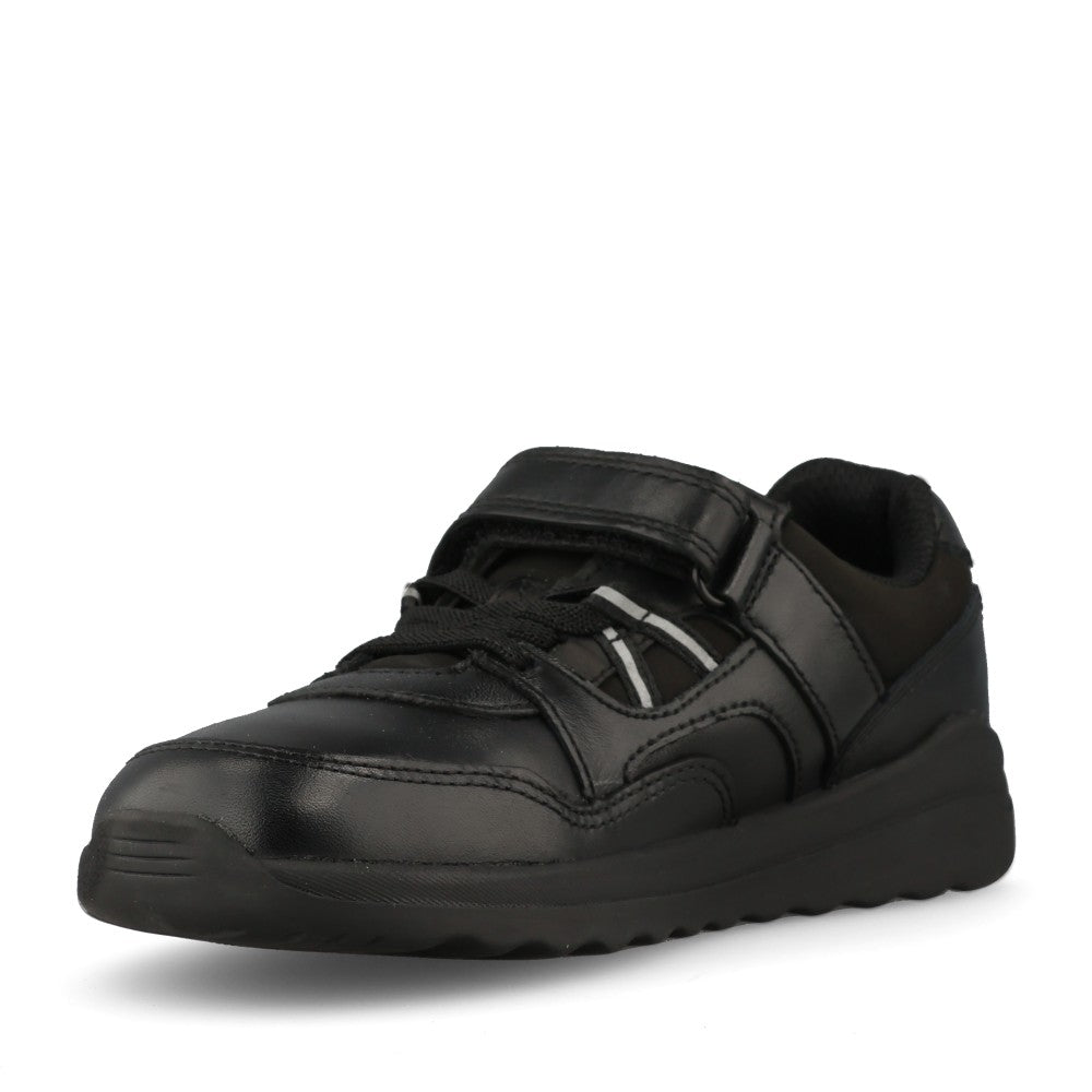 Clarks Boys Daze Kick K G-FIT Velcro in Black Leather
