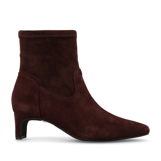 Clarks Ladies Edina Stretch Suede D-fit Boot In Brown Suede