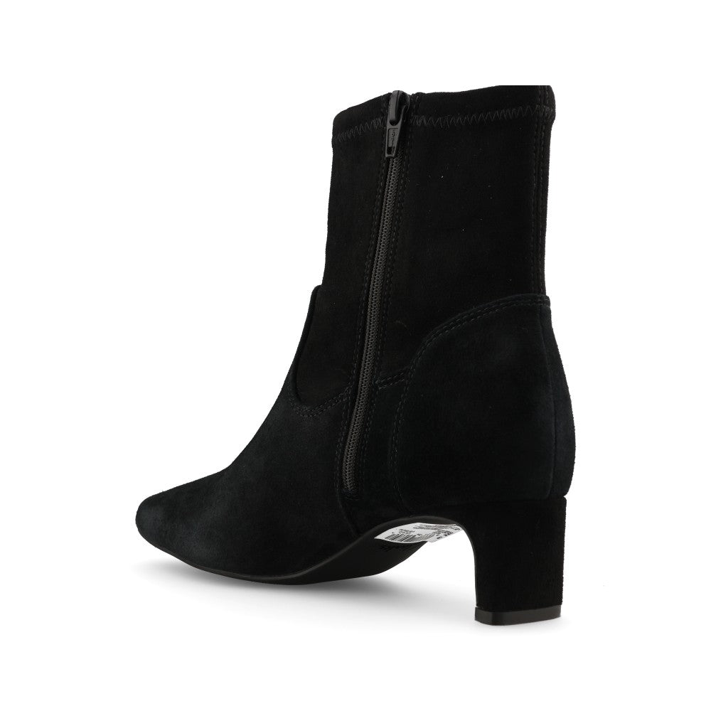 Clarks Ladies Edina Stretch Suede D-fit Boot In Black Suede