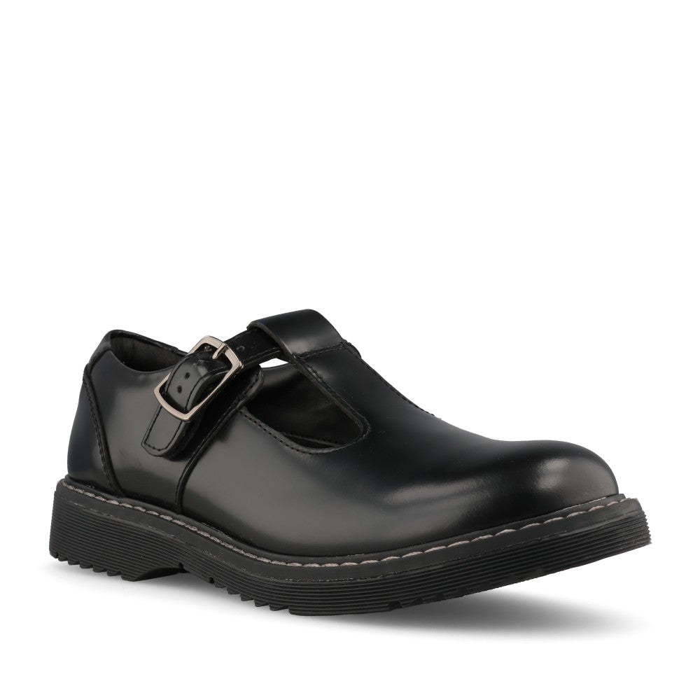 Girls Envisage Black Hi Shine T-bar Shoe In Black