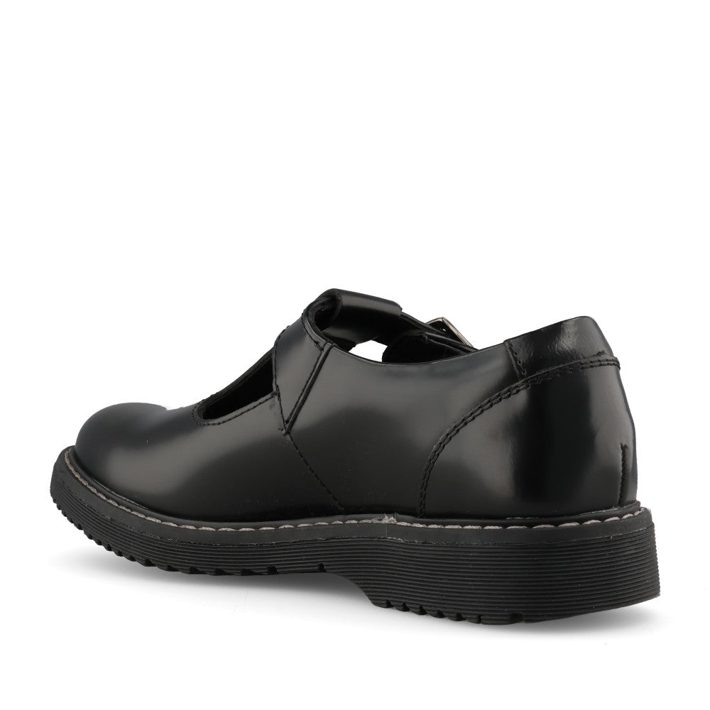 Girls Envisage Black Hi Shine T-bar Shoe In Black