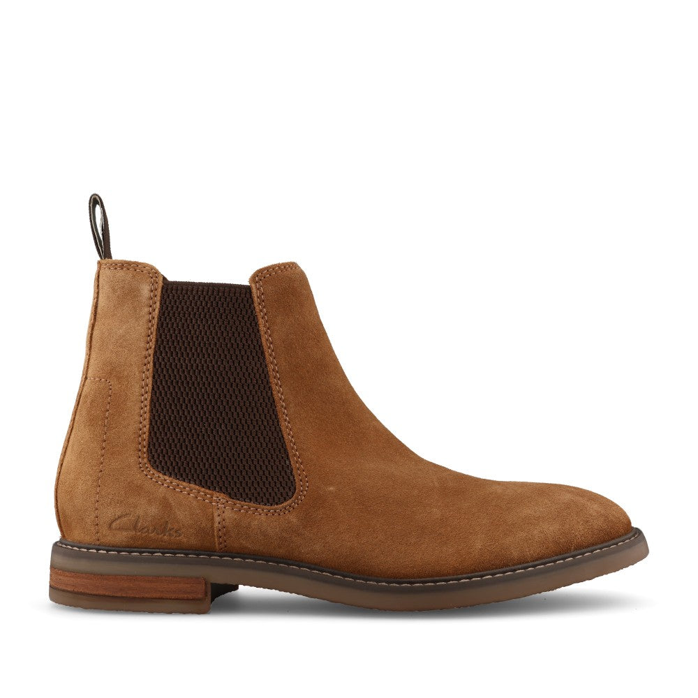 Clarks Mens Jaxen Easy Leather G-fit Boot In Cola Suede