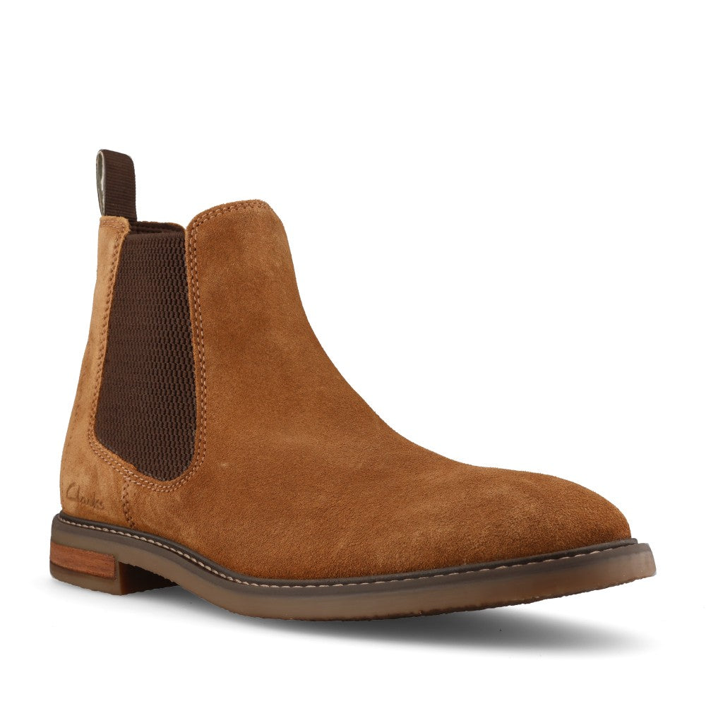 Clarks Mens Jaxen Easy Leather G-fit Boot In Cola Suede