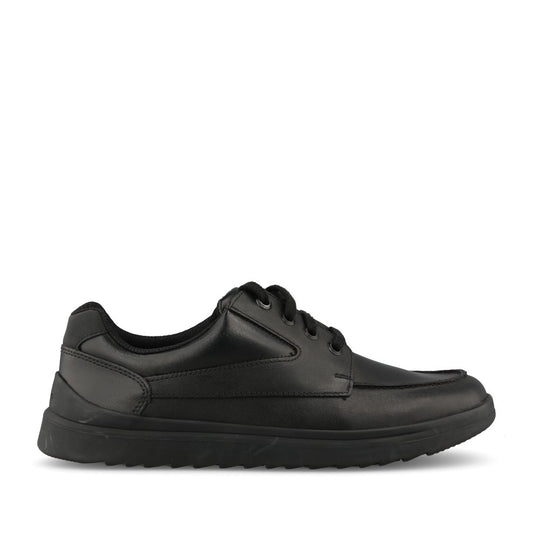 Boys Keelan Flare Youth Black Leather Laced Shoe In Kids F Fit