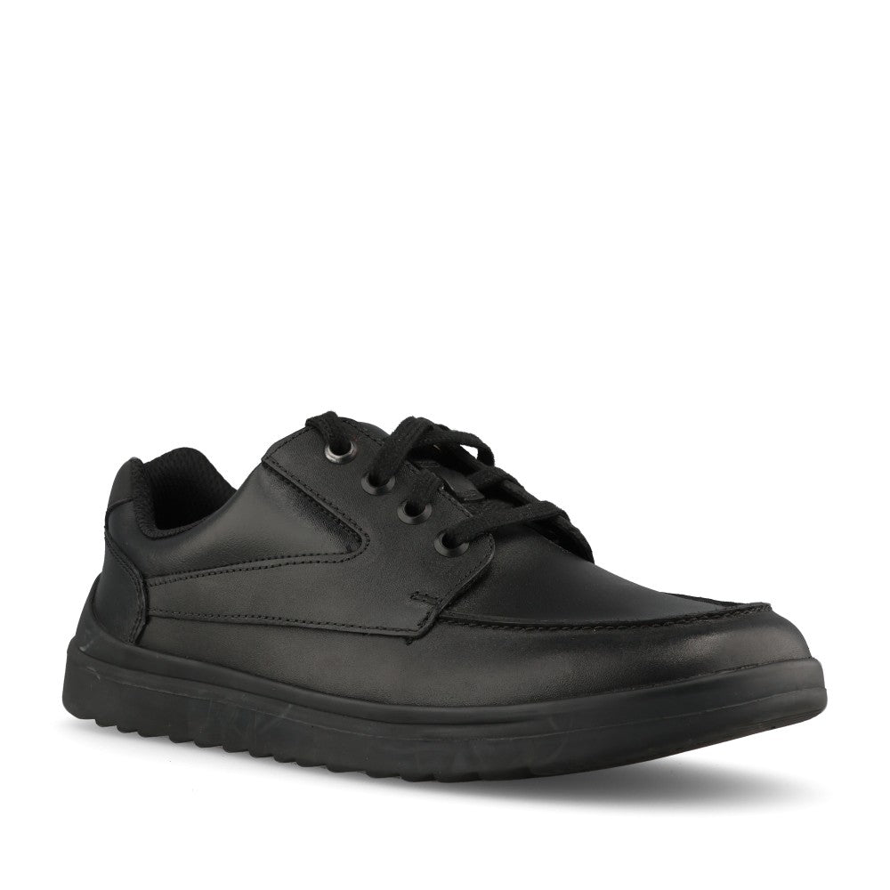 Boys Keelan Flare Youth Black Leather Laced Shoe In Kids F Fit