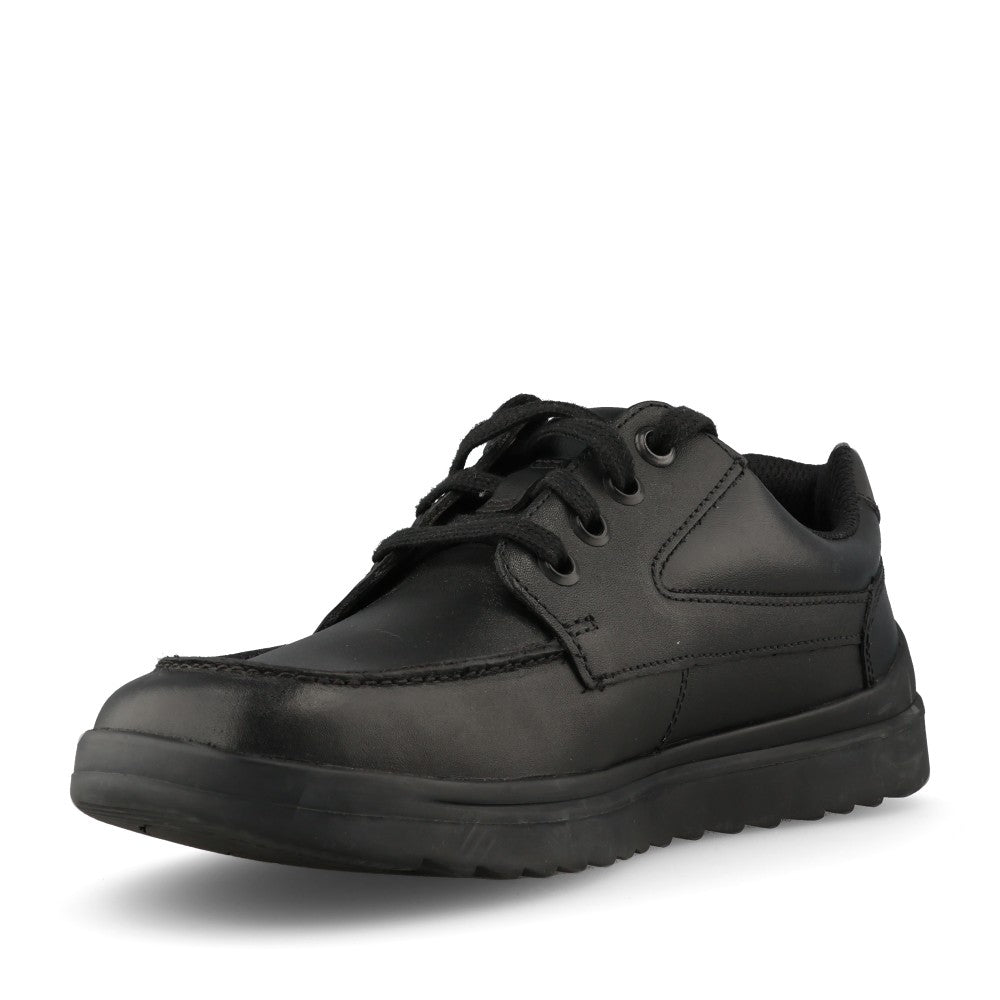 Boys Keelan Flare Youth Black Leather Laced Shoe In Kids F Fit