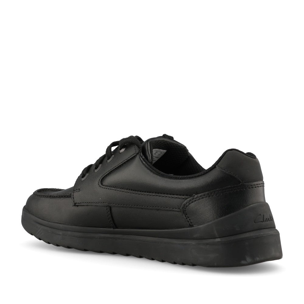 Boys Keelan Flare Youth Black Leather Laced Shoe In Kids F Fit