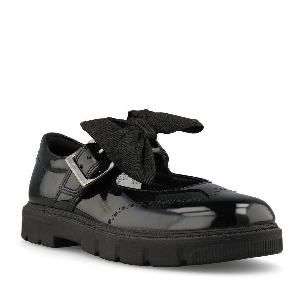 Clarks Girls Lorcam Jane F-FIT Mary Jane Sho in Black Patent