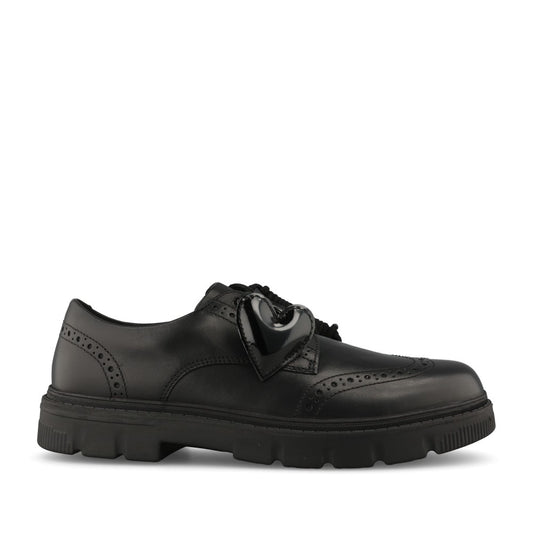Clarks Girls Lorcam Lace Y G-FIT Lace  Up Shoe in Black Leather