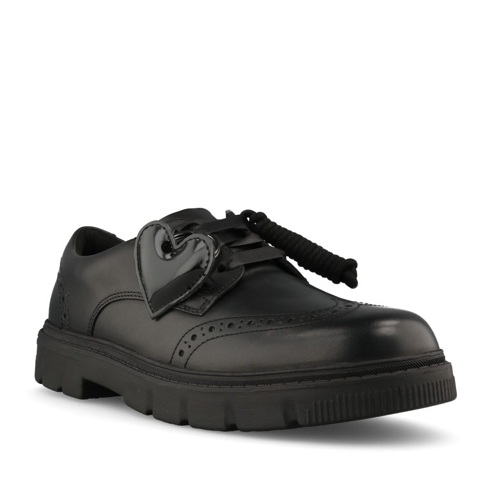 Clarks Girls Lorcam Lace Y G-FIT Lace  Up Shoe in Black Leather