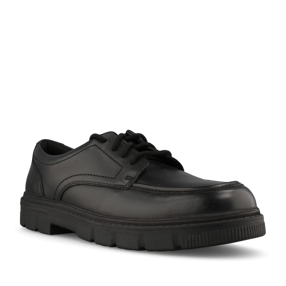 Clarks Boys Lorcam Lane Y G-FIT Lace Up Shoe in Black Leather