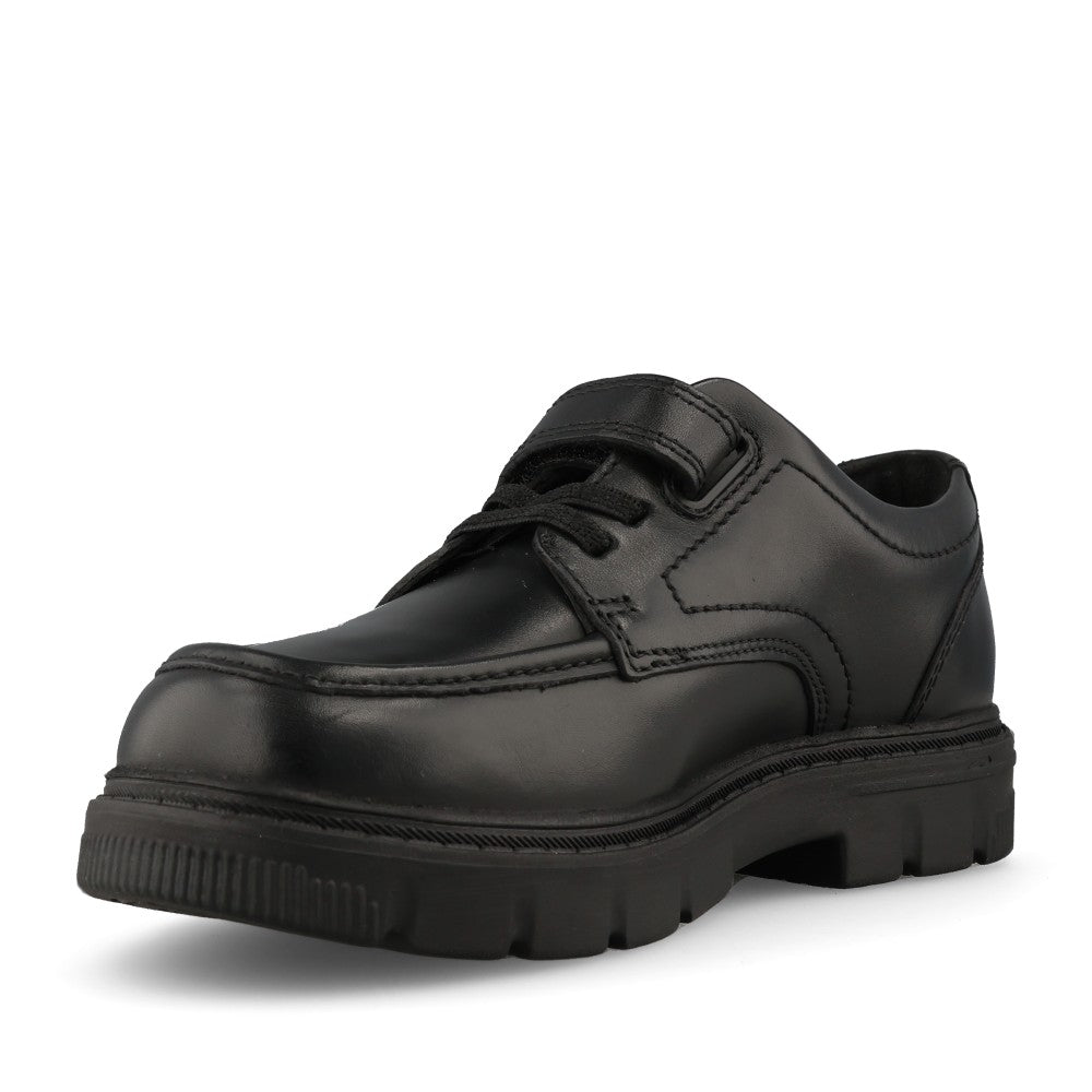 Clarks Boys Lorcam Lane K F-FIT Velcro Shoe in Black Leather