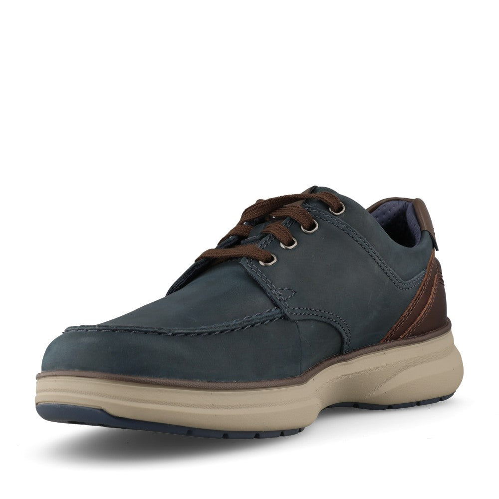 Clarks Mens Mullan Moc Leather G-fit Shoe In Navy