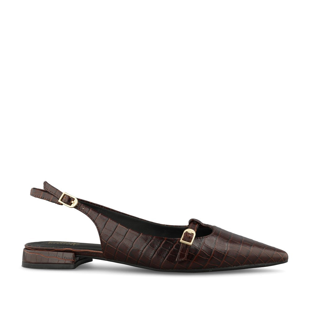 Clarks Ladies Sensa15 Jane Leather D-fit Shoe In Dark Brown Croc