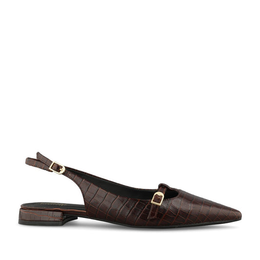 Clarks Ladies Sensa15 Jane Leather D-fit Shoe In Dark Brown Croc