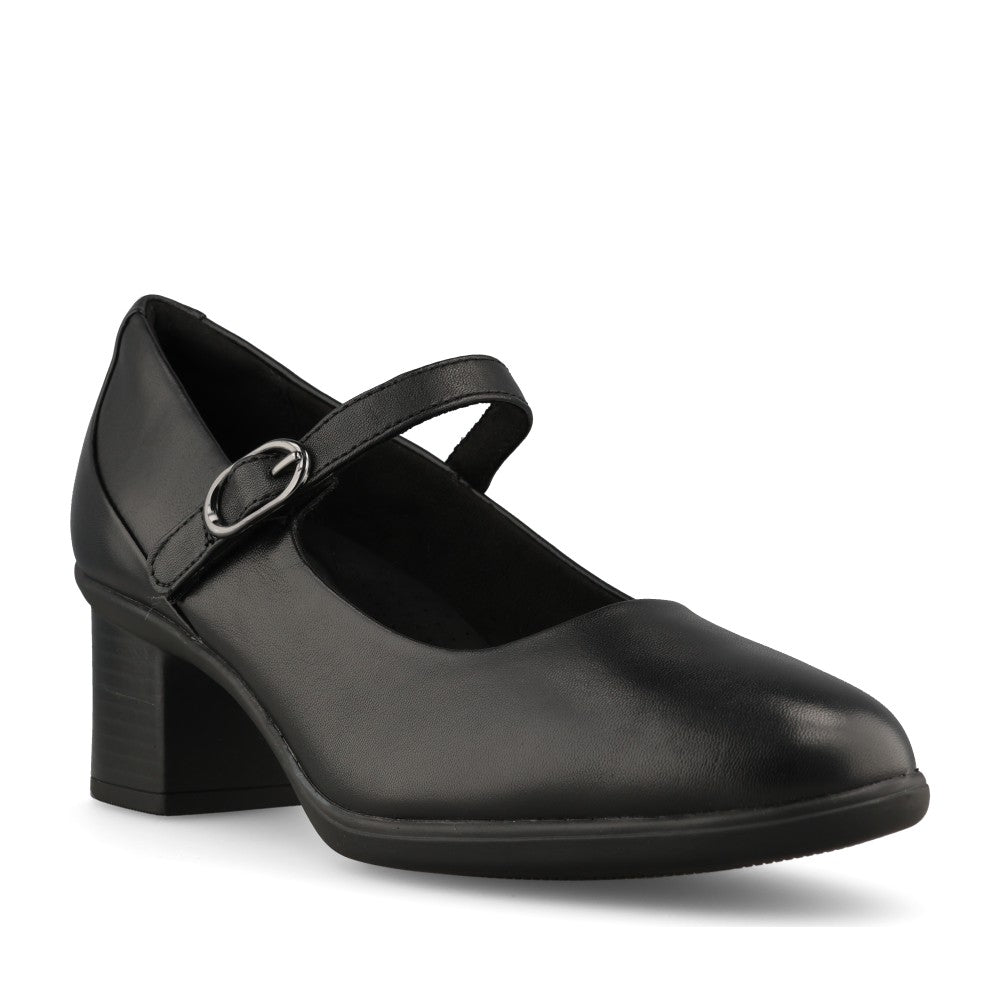 Clarks Ladies Shaya Jane Leather D-fit Shoe In Black